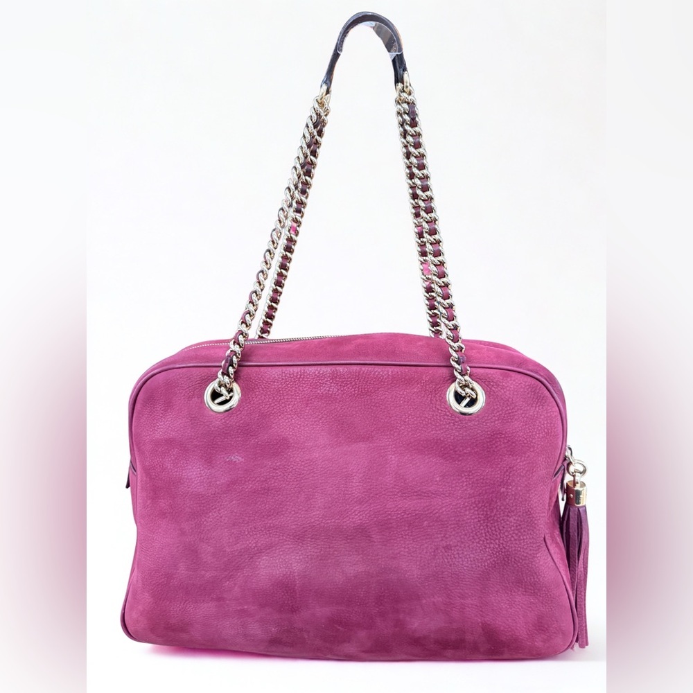 GUCCI Limited Edition Soho Chain Shoulder Bag - Burgundy Nubuck Suede -with COA - Picture 5 of 16